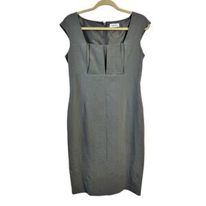Calvin Klein Dress Women Gray Empire Waist Sheath Office Modest Minimal Y2K